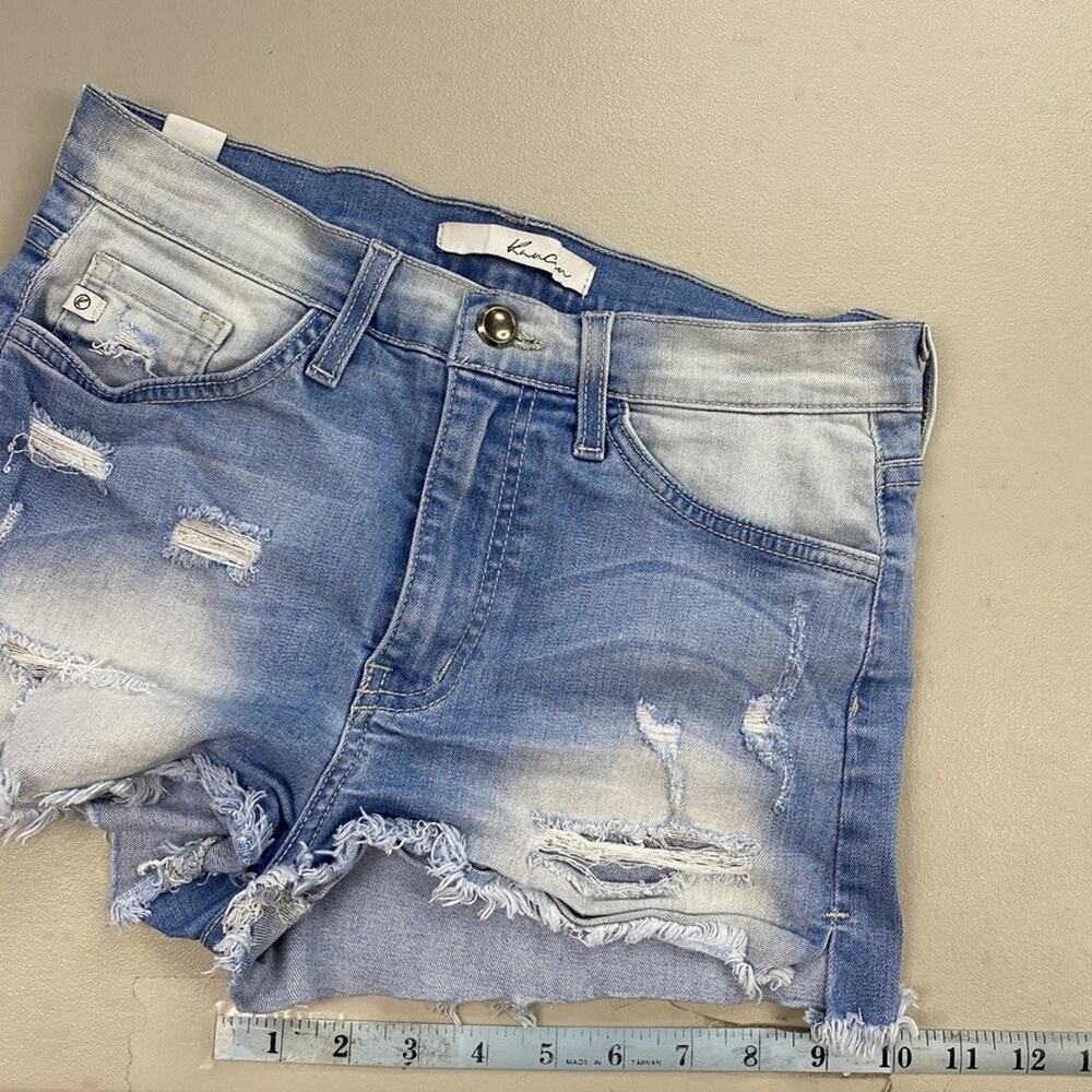 KanCan Shorts Womens 26 Distressed Light Wash Denim Mid Rise Frayed Cutoff 26x2 - Picture 6 of 12